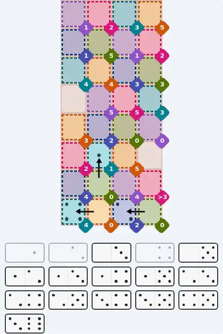 Pips hint for July 18, 2026 – hard level puzzle grid with critical first placements and strategy