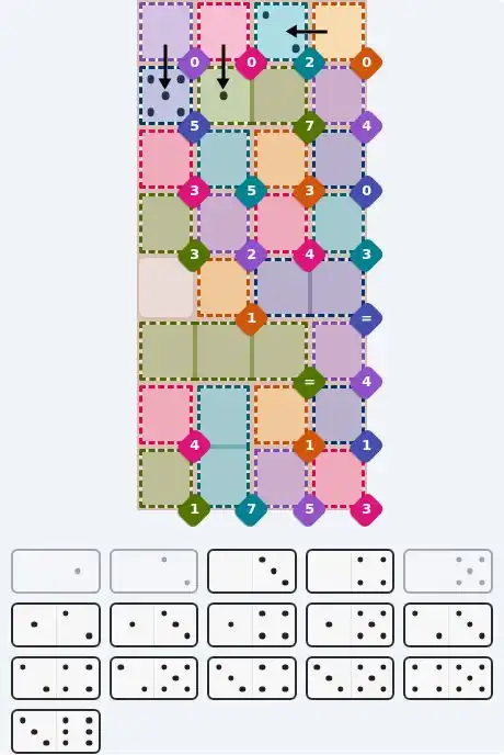 Pips hint for July 7, 2026 – hard level puzzle grid with critical first placements and strategy