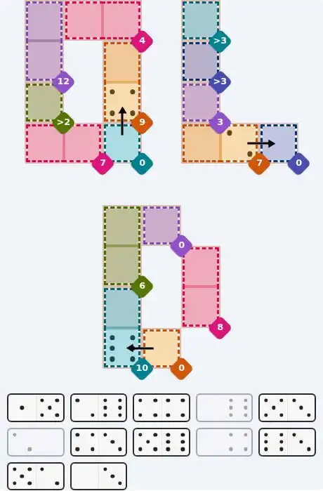 Pips hint for August 10, 2026 – hard level puzzle grid with critical first placements and strategy