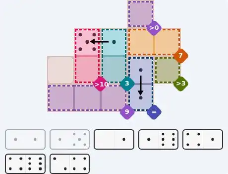 Pips hint for August 10, 2026 – medium level puzzle grid highlighting important moves and hints
