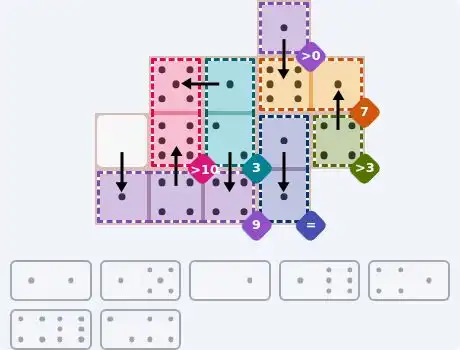 NYT Pips August 10, 2026 medium puzzle full solution grid with completed hints