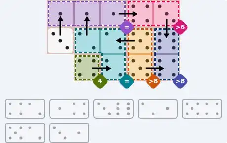 NYT Pips August 12, 2026 medium puzzle full solution grid with completed hints