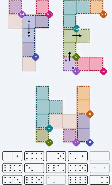 Pips hint for August 15, 2026 – hard level puzzle grid with critical first placements and strategy