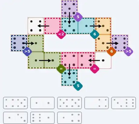 NYT Pips August 18, 2026 medium puzzle full solution grid with completed hints