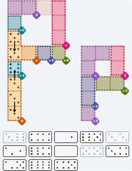 Pips hint for August 20, 2026 – hard level puzzle grid with critical first placements and strategy