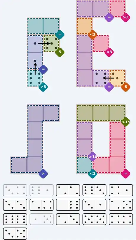 Pips hint for August 21, 2026 – hard level puzzle grid with critical first placements and strategy
