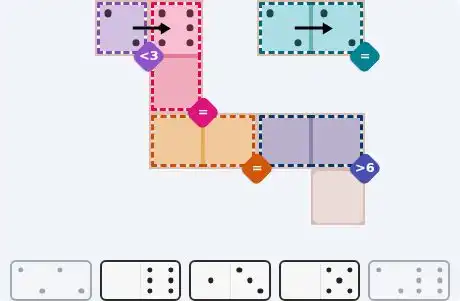 Pips hint for August 22, 2026 – easy level puzzle grid showing key first steps and strategy