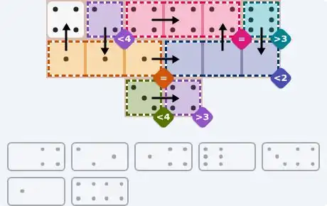 NYT Pips August 22, 2026 medium puzzle full solution grid with completed hints