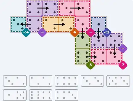 NYT Pips August 24, 2026 medium puzzle full solution grid with completed hints