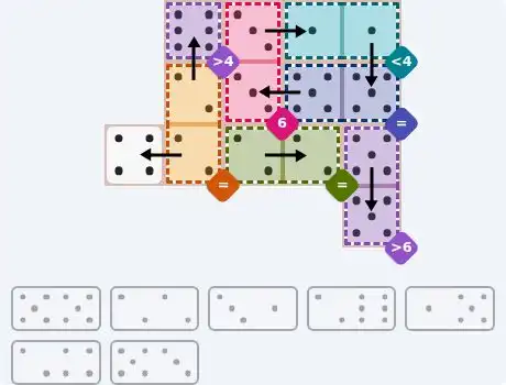 NYT Pips August 27, 2026 medium puzzle full solution grid with completed hints