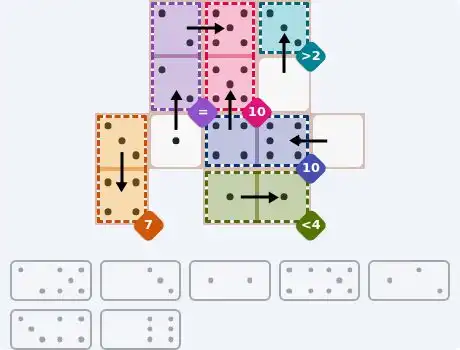 NYT Pips August 7, 2026 medium puzzle full solution grid with completed hints