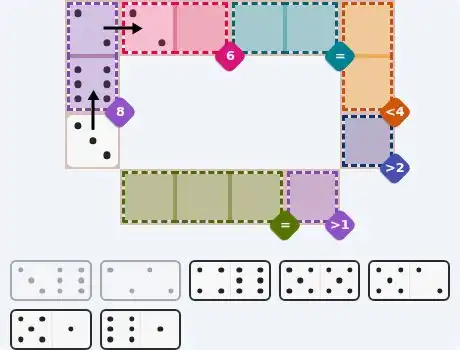 Pips hint for August 9, 2026 – medium level puzzle grid highlighting important moves and hints
