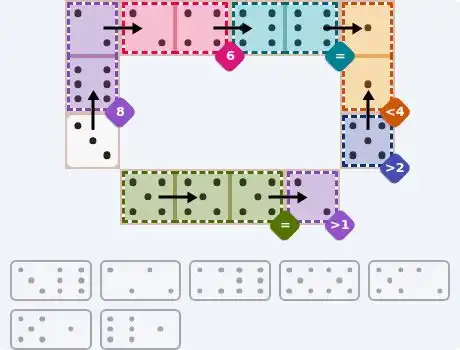 NYT Pips August 9, 2026 medium puzzle full solution grid with completed hints