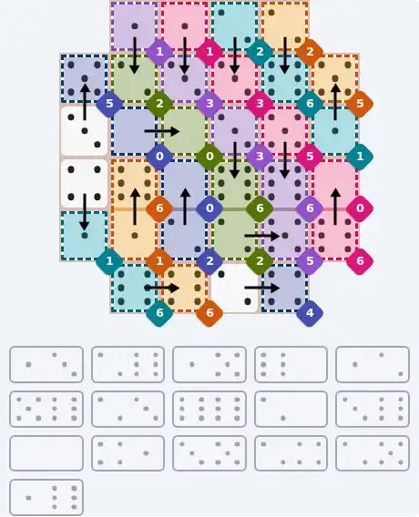 NYT Pips October 1, 2026 hard puzzle full solution grid showing final answer with hints