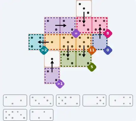 NYT Pips October 2, 2026 medium puzzle full solution grid with completed hints