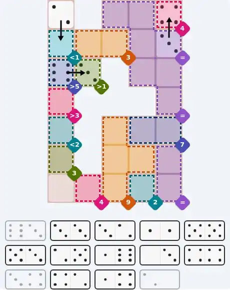 Pips hint for Sept 29, 2026 – hard level puzzle grid with critical first placements and strategy