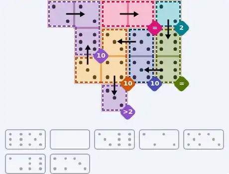 NYT Pips Sept 6, 2026 medium puzzle full solution grid with completed hints