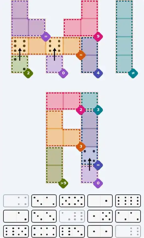 Pips hint for Sept 7, 2026 – hard level puzzle grid with critical first placements and strategy