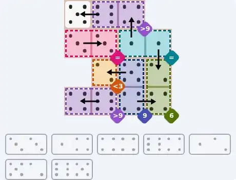 NYT Pips October 10, 2026 medium puzzle full solution grid with completed hints