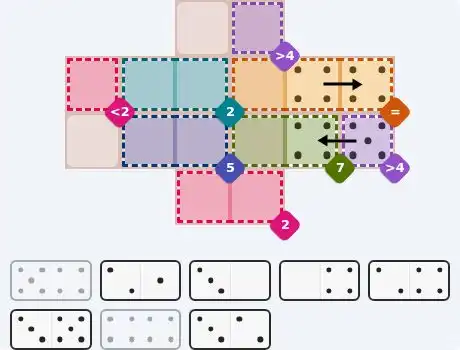 Pips hint for October 12, 2026 – medium level puzzle grid highlighting important moves and hints