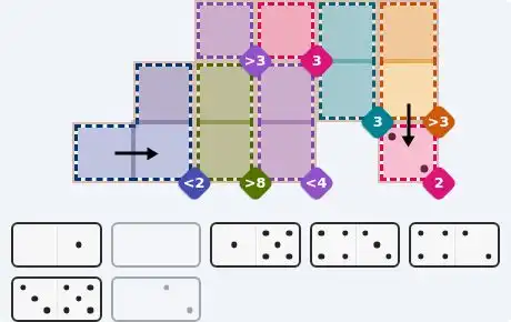Pips hint for October 13, 2026 – medium level puzzle grid highlighting important moves and hints