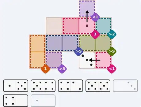 Pips hint for October 16, 2026 – medium level puzzle grid highlighting important moves and hints