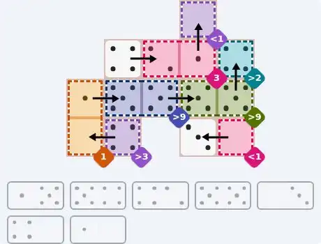 NYT Pips October 16, 2026 medium puzzle full solution grid with completed hints
