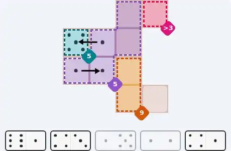 Pips hint for October 18, 2026 – easy level puzzle grid showing key first steps and strategy