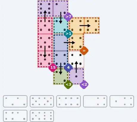 NYT Pips October 23, 2026 medium puzzle full solution grid with completed hints