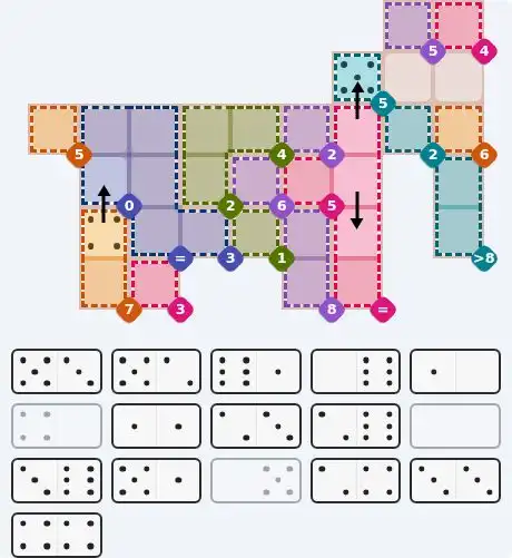 Pips hint for October 26, 2026 – hard level puzzle grid with critical first placements and strategy