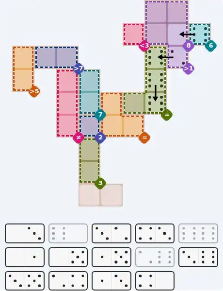 Pips hint for October 29, 2026 – hard level puzzle grid with critical first placements and strategy