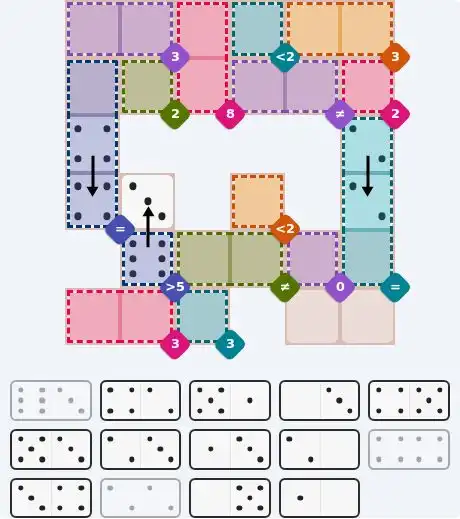 Pips hint for October 4, 2026 – hard level puzzle grid with critical first placements and strategy