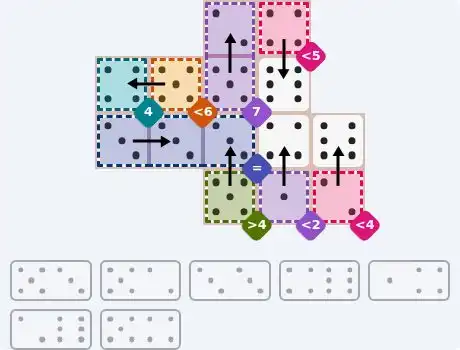 NYT Pips October 5, 2026 medium puzzle full solution grid with completed hints