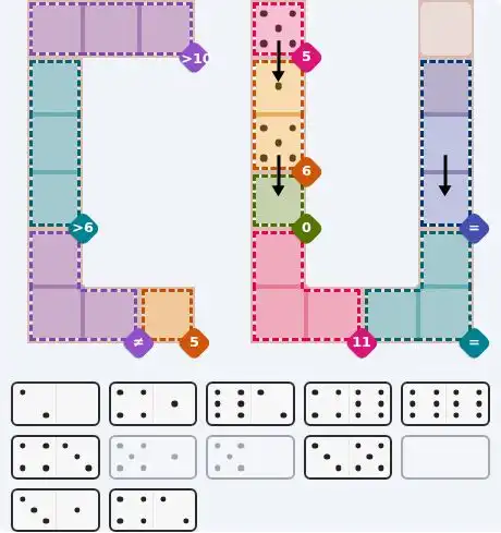 Pips hint for October 7, 2026 – hard level puzzle grid with critical first placements and strategy